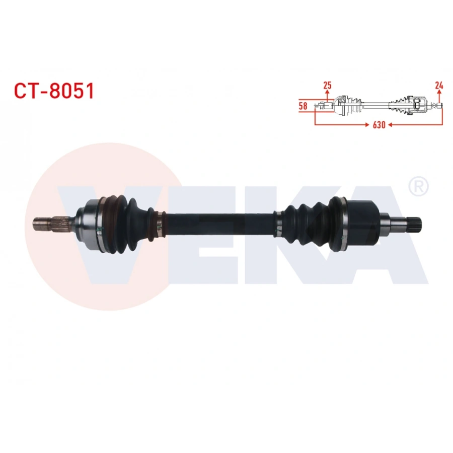 KOMPLE AKS SOL ON UZUNLUK 630mm CITROEN BERLINGO 1.6 HDI M-T 2008- / C4 I, II 1.4 16V 1.6 HDI / PEUGEOT PARTNER TEPEE 1.6 HDI 2008-