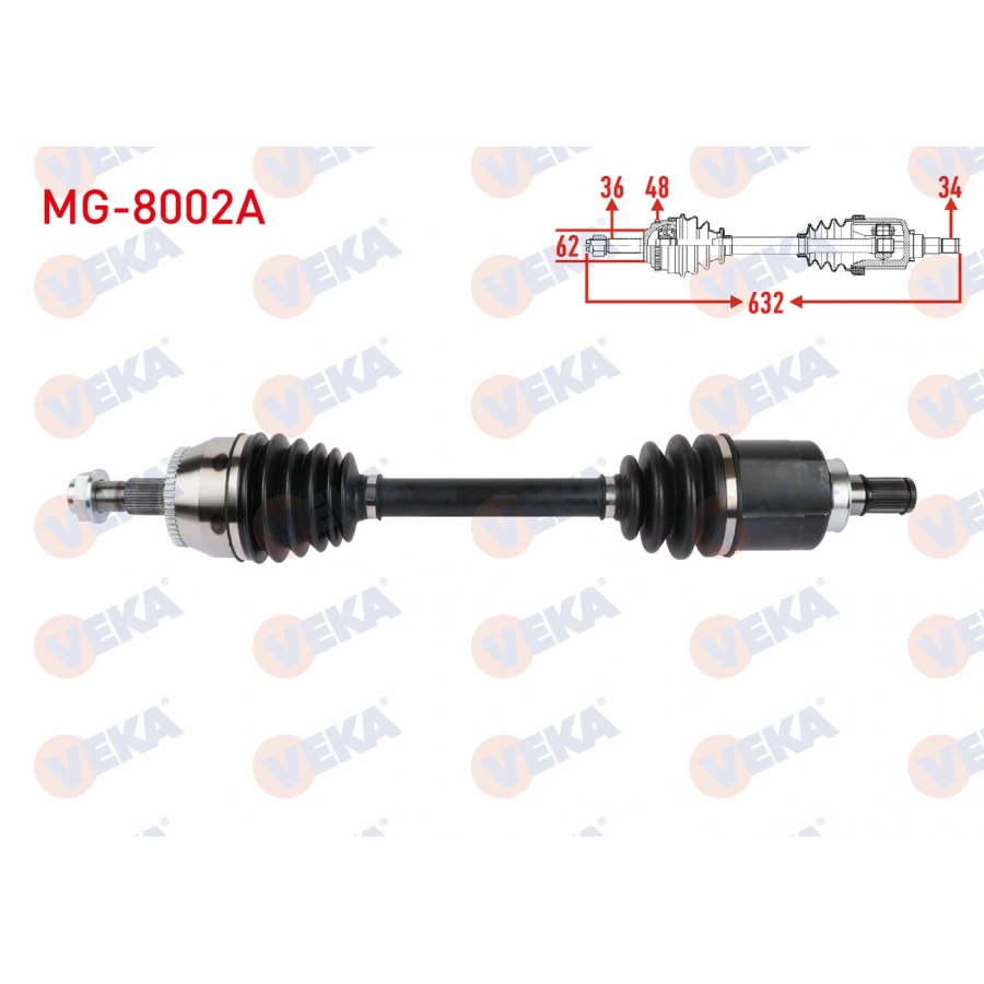 KOMPLE AKS SOL ON UZUNLUK 632mm ABSLI 48 DIS MG HS 2022-