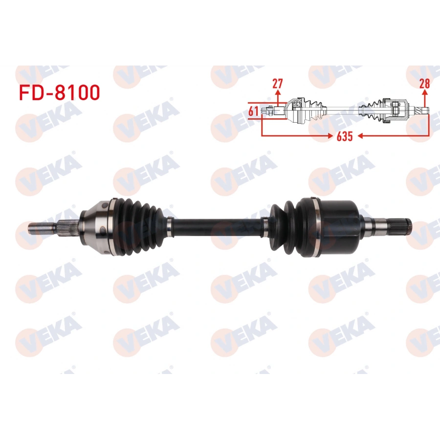 KOMPLE AKS SOL ON UZUNLUK 635mm FORD TRANSIT CONNECT 1.5 TDCI 6AT 2013- / TOURNEO CONNECT 1.5 TDCI 6AT 2013-