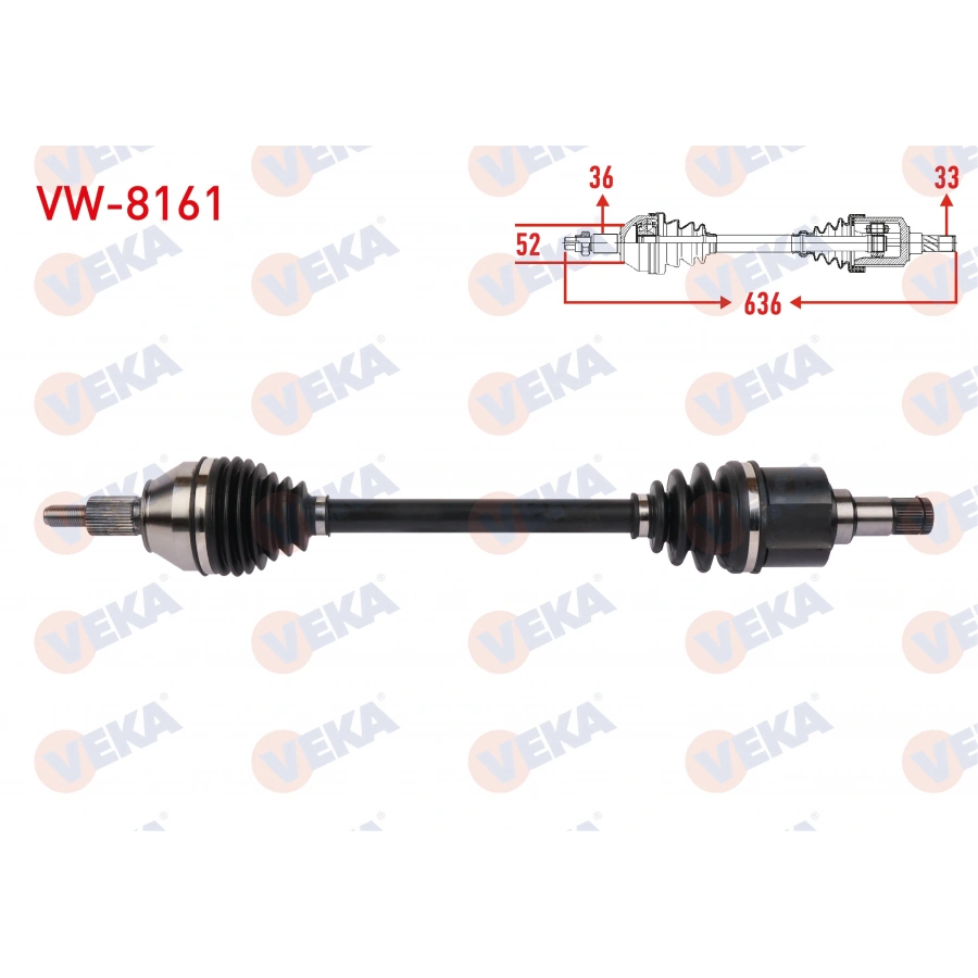 KOMPLE AKS SOL ON UZUNLUK 636mm VOLKSWAGEN POLO VI 1.0 2017- / SEAT IBIZA V 1.0 2017-