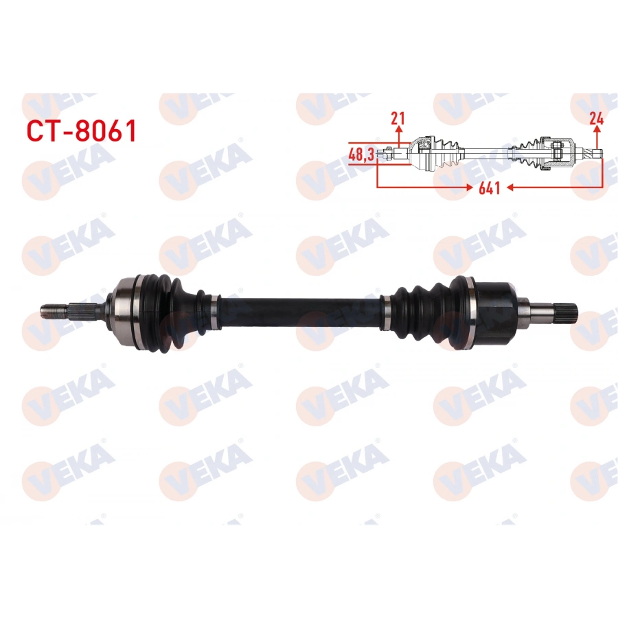 KOMPLE AKS SOL ON UZUNLUK 641mm CITROEN C3 III 1.6 Blue HDI 2018- / C4 CACTUS 1.2 THP - 1.6 Blue HDI 2014- / PEUGEOT 208 1.2 VTI M-T 2012-