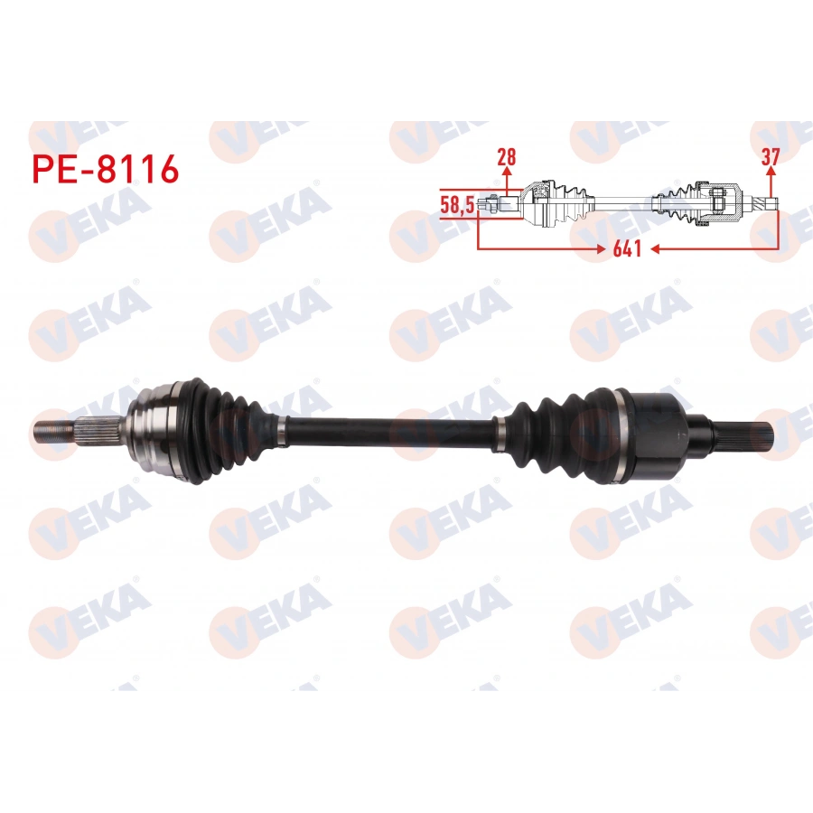 KOMPLE AKS SOL ON UZUNLUK 641mm PEUGEOT 308 1.6 A-T 2013-2021 / PARTNER, RIFTER 1.5 BlueHDi A-T 2018- / CITROEN BERLINGO 1.5 BlueHDi A-T 2018- / TOYOTA PROACE 1.5 D A-T 2019 / OPEL COMBO 1.5 D A-T 18-