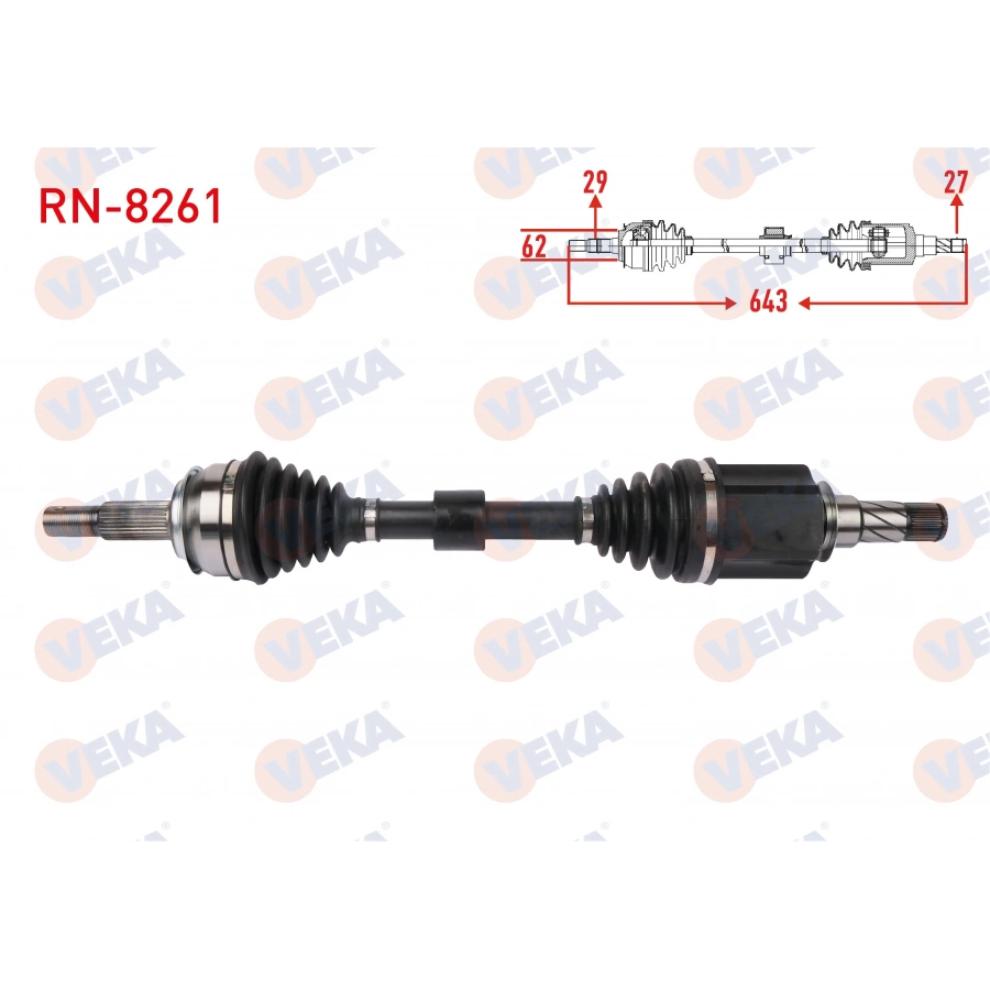 KOMPLE AKS SOL ON UZUNLUK 643mm (7 VITES CIFT KAVRAMA) RENAULT KADJAR 1.2 TCe, 1.3 TCe, 1.5 BlueDCI 2018- / NISSAN QASHQAI II 1.5 dCi, 1.3 DIG-T 2018-