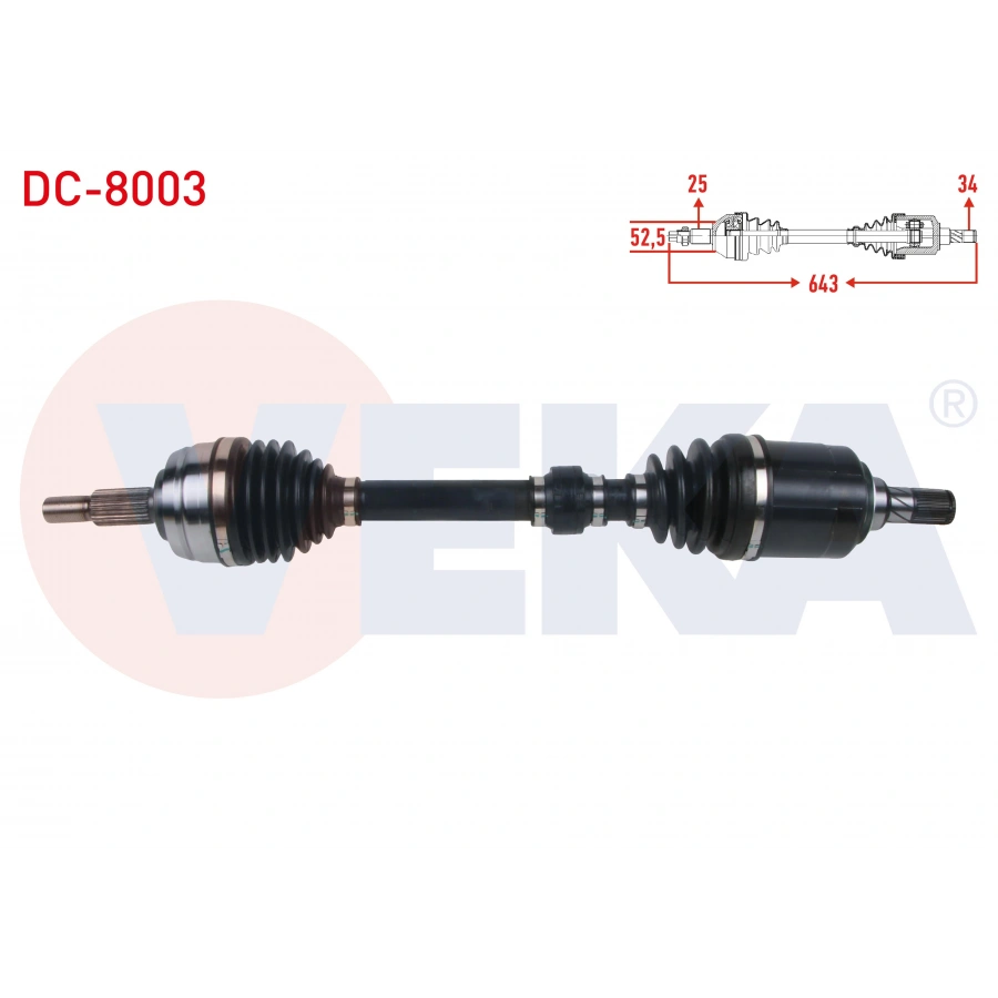 KOMPLE AKS SOL ON UZUNLUK 643mm DACIA DUSTER 1.5 DCI A-T 2017-