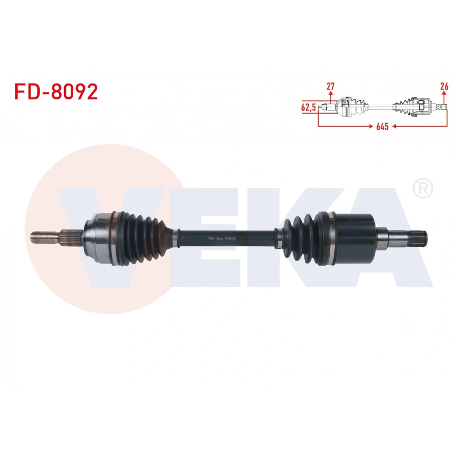 KOMPLE AKS SOL ON UZUNLUK 645mm FORD TRANSIT CONNECT 1.5 TDCI 100 HP M-T 5 VITES 2013- / TOURNEO CONNECT 1.5 TDCI V408 100 HP M-T 5 VITES 2013-