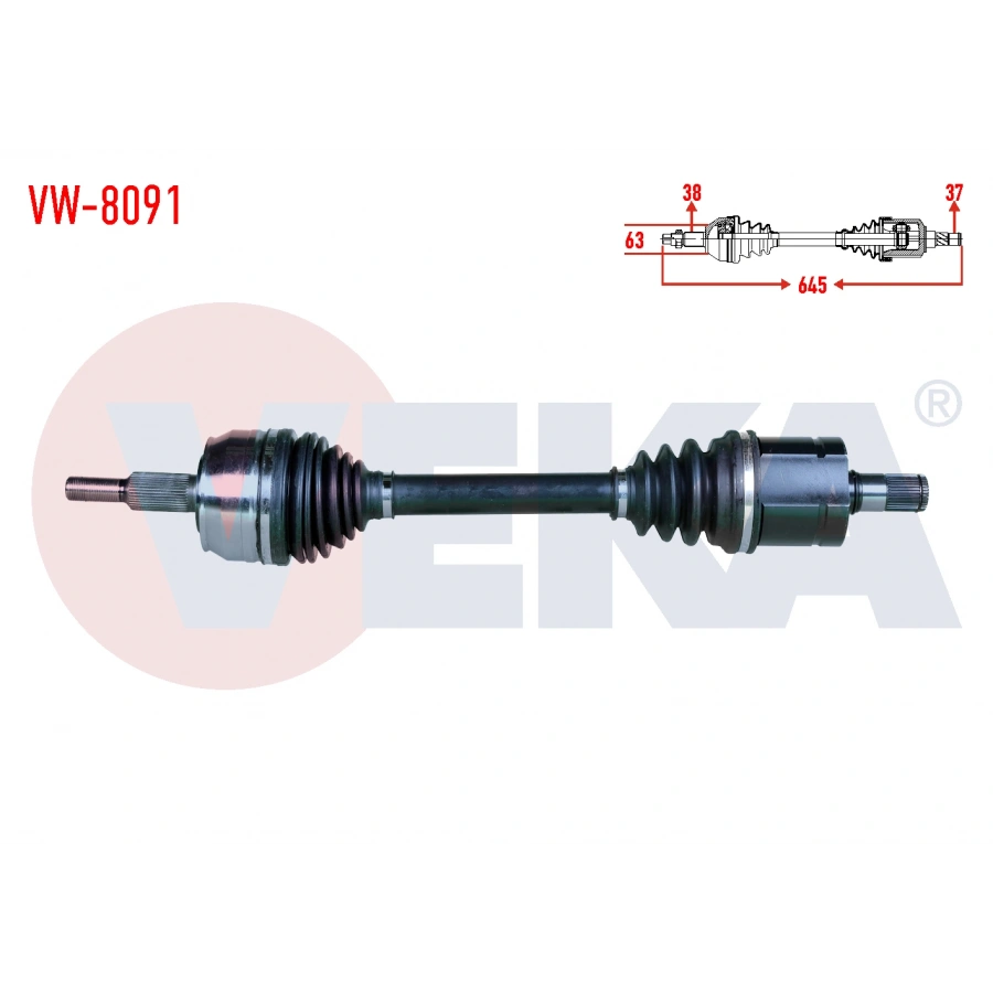 KOMPLE AKS SAG ON VOLKSWAGEN TRANSPORTER VI 2.0 TDI 140 HP A-T UZUNLUK 1027mm 2009-