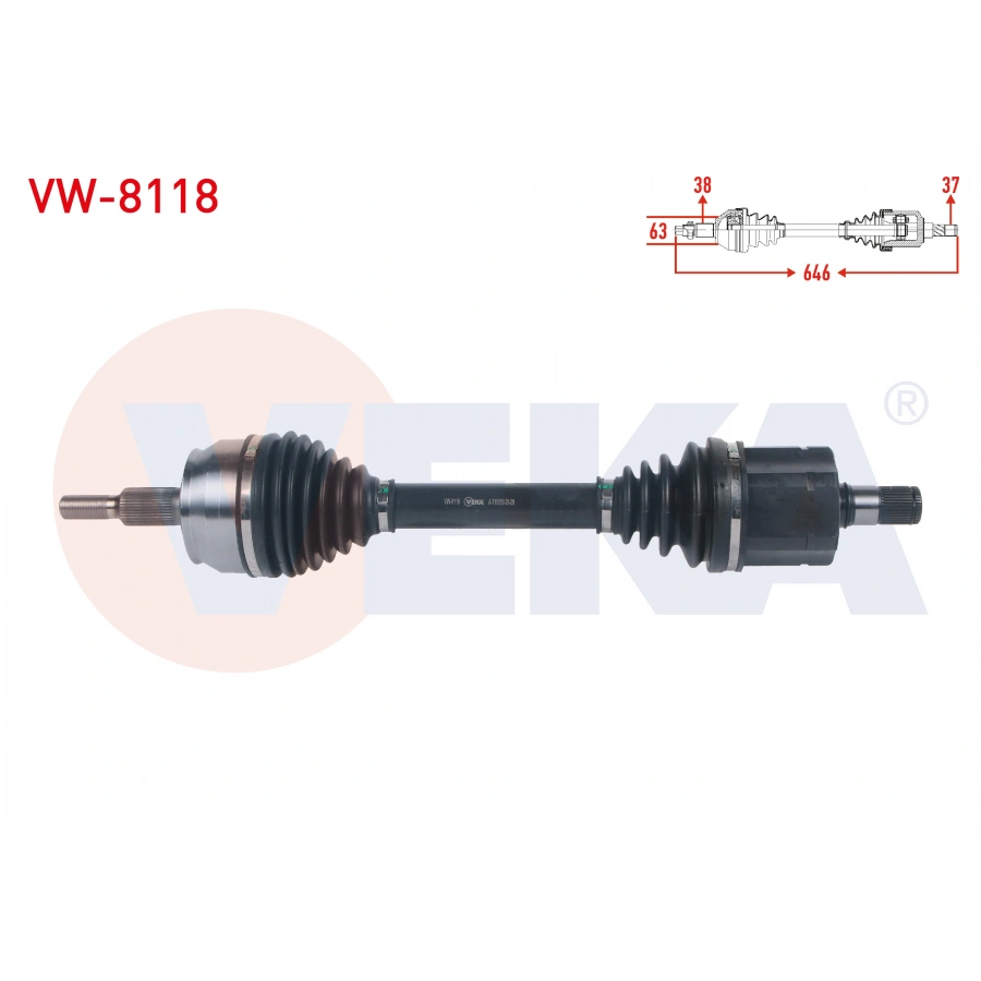 KOMPLE AKS SOL ON UZUNLUK 646mm VOLKSWAGEN TRANSPORTER VI 2.0 TDI A-T 2015-