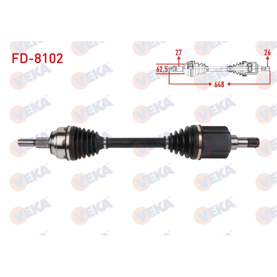 KOMPLE AKS SOL ON UZUNLUK 648mm FORD TRANSIT CONNECT 1.5 TDCI 6MT 2013- / TOURNEO CONNECT 1.5 TDCI 6MT 2013-