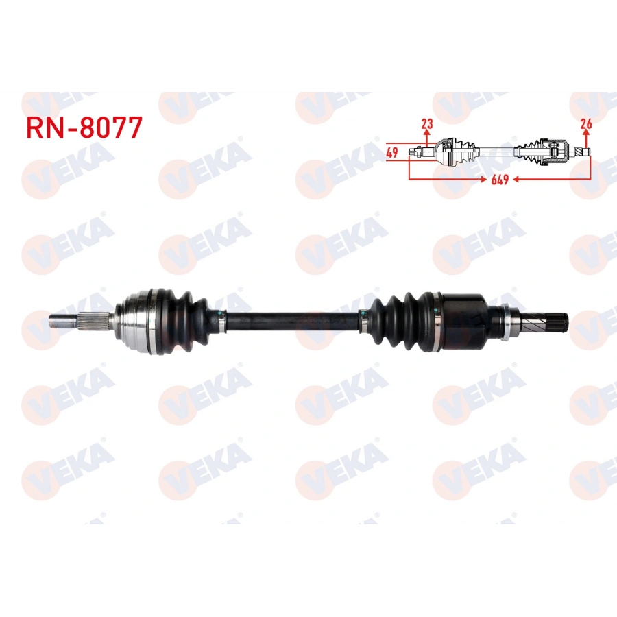 KOMPLE AKS SOL ON UZUNLUK 649mm RENAULT CLIO III 1.2 - 1.4 - 1.5 DCI 2005-2012 / DACIA LOGAN - LOGAN MCV 1.5 DCI - 1.6 2004-2012