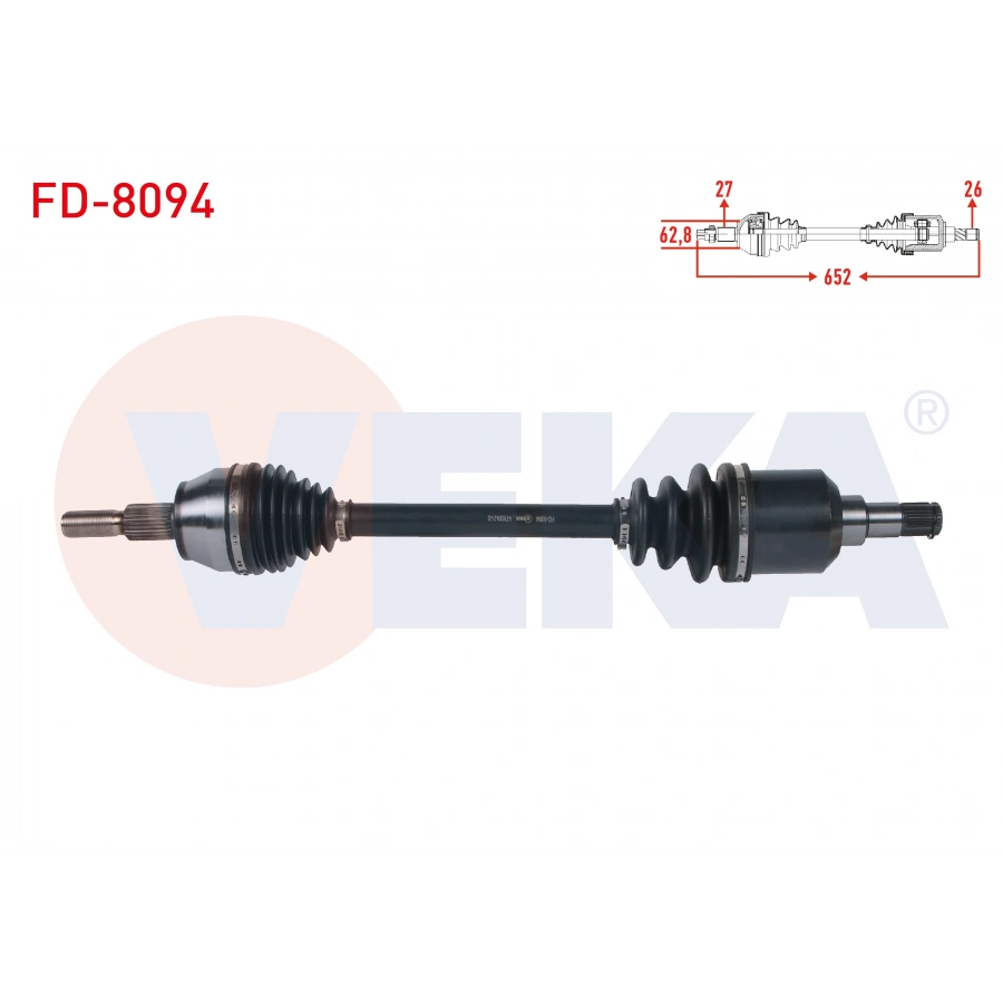 KOMPLE AKS SOL ON UZUNLUK 652mm FORD TRANSIT CONNECT 1.6 TDCI 5 M-T DV6 2013- / TOURNEO CONNECT 1.6 TDCI 5 M-T V408 DV6 2013-