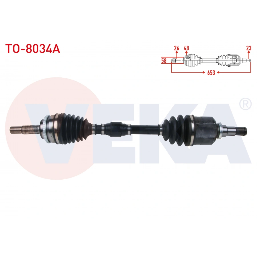 KOMPLE AKS SOL ON UZUNLUK 653mm ABSLI 48 DIS TOYOTA AVENSIS 1.6 VVT-I 2000-2008