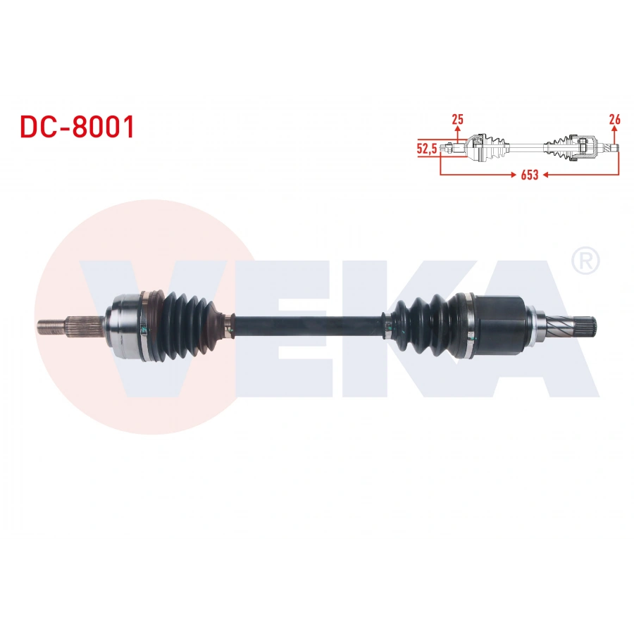 KOMPLE AKS SOL ON UZUNLUK 653mm DACIA DOKKER 1.5 DCI - 1.6i 6 VITES 2012- / LODGY 1.5 DCI 6 VITES 2012-