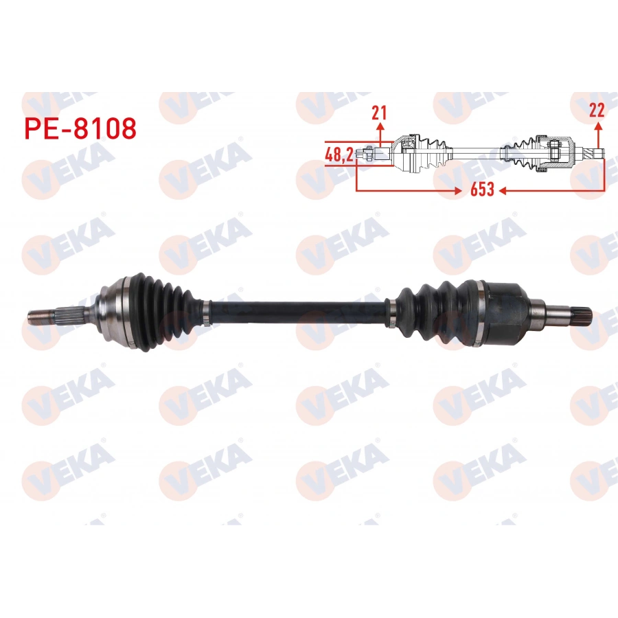 KOMPLE AKS SOL ON UZUNLUK 653mm PEUGEOT 2008 I 1.2 M-T 2005-/ CITROEN C3 III 1.2 M-T 2016-/ C4 CACTUS 1.2 M-T 2014-
