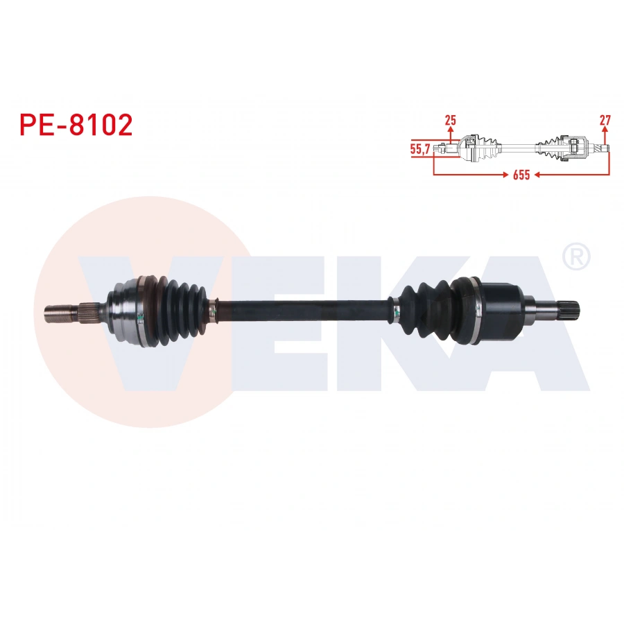 KOMPLE AKS SOL ON UZUNLUK 655mm PEUGEOT 208 II 1.2 M-T 6 VITES 2019-/ OPEL CORSA F 1.2 - 1.5 D M-T 6 VITES 2019-