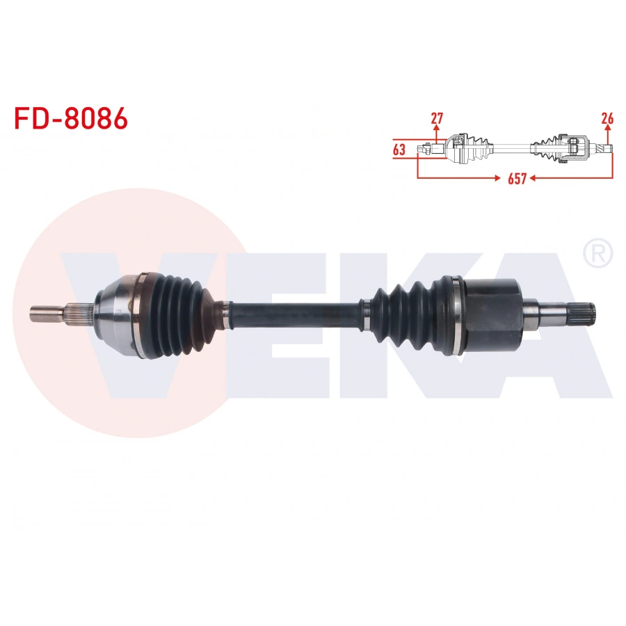 KOMPLE AKS SOL ON UZUNLUK 657mm FORD KUGA I 2.0 TDCI A-T/M-T 4X4 2008-2013