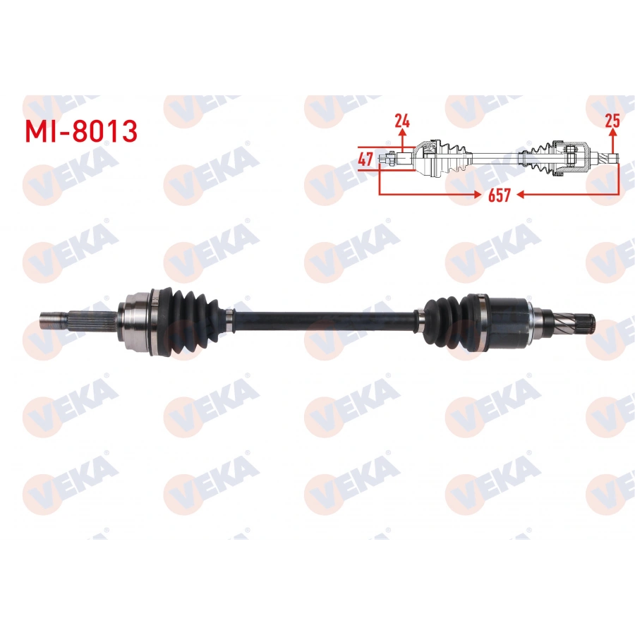 KOMPLE AKS SOL ON UZUNLUK 657mm MITSUBISHI ATTRAGE 1.2 2013-/ SPACE STAR 1.2 2012-