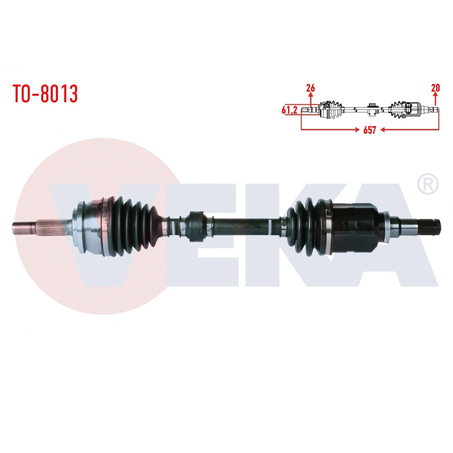 KOMPLE AKS SOL ON UZUNLUK 657mm TOYOTA COROLLA, AURIS (NZE18, ZRE18) 1.6 VVT-I M-T 2012-