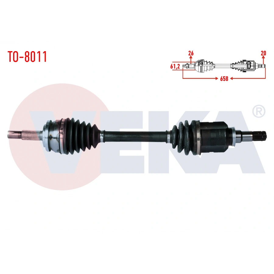 KOMPLE AKS SOL ON UZUNLUK 658mm TOYOTA COROLLA 1.4 D-4D M-T 2012-2018/ AURIS (NZE18,ZRE18) 1.4 D-4D M-T 2012-2018