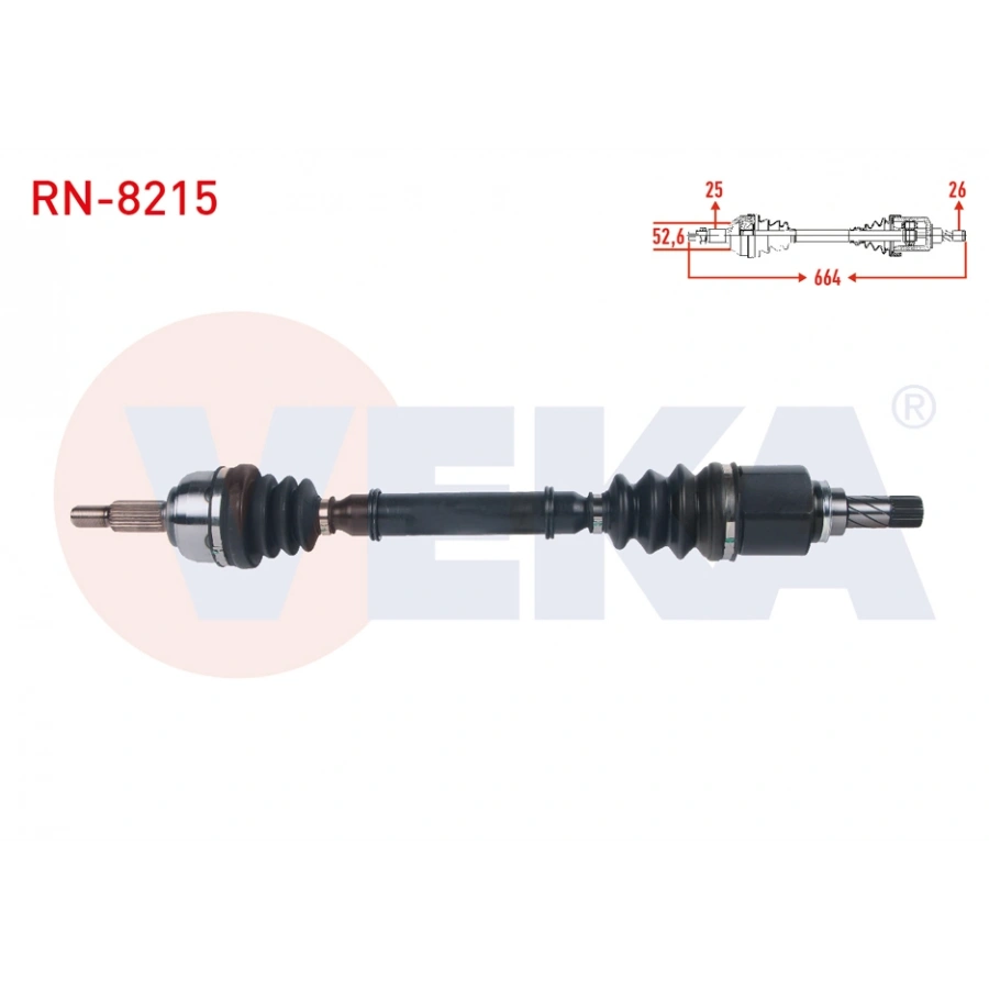 KOMPLE AKS SOL ON UZUNLUK 664mm RENAULT SCENIC II 1.6i 16v - 1.5 DCI M-T 2003-2009/ GRAND SCENIC II 1.6i 16v M-T 2004-2009