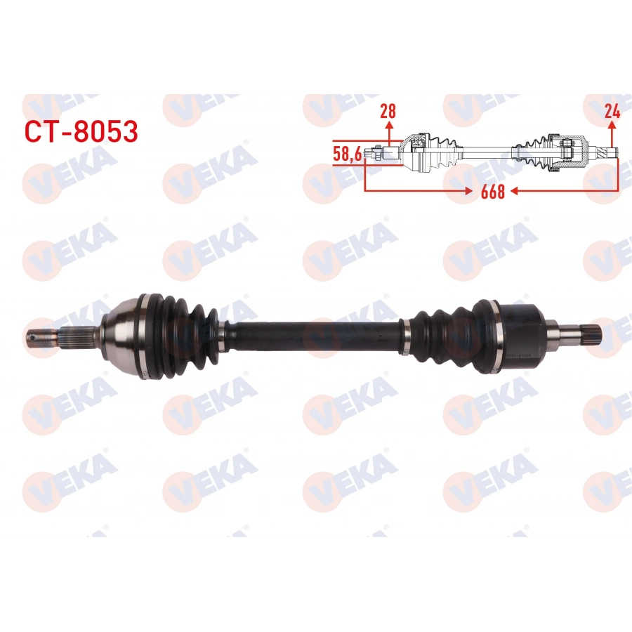KOMPLE AKS SOL ON UZUNLUK 668mm CITROEN C5 III 1.6 HDI A-T 2008-2015/ PEUGEOT 508 1.6 THP A-T 2010-