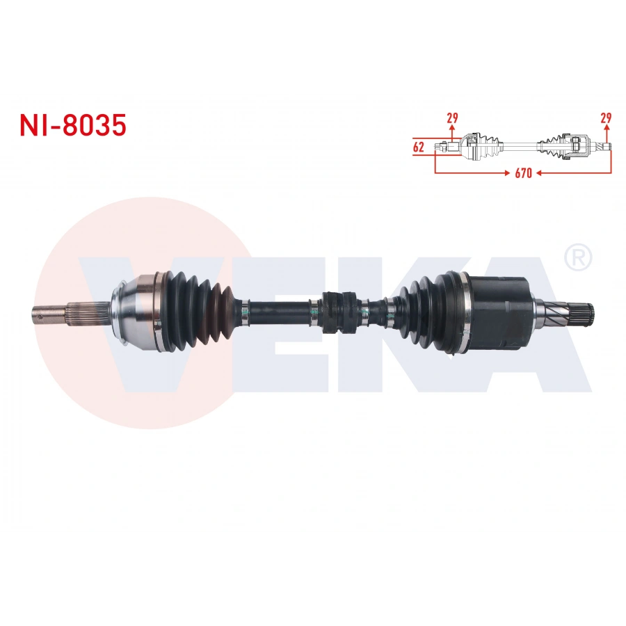 KOMPLE AKS SOL ON UZUNLUK 670mm NISSAN QASHQAI (J11) 1.6 DCI A-T 2014- / RENAULT KADJAR 1.6 DCI A-T 2015-