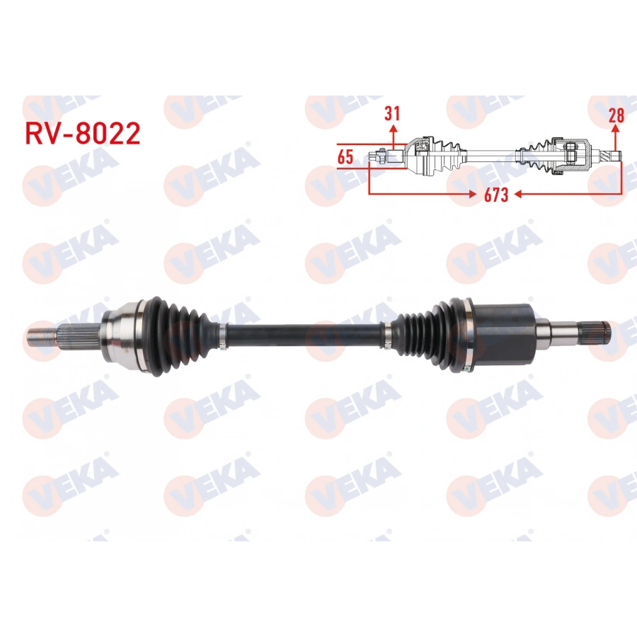 KOMPLE AKS SOL ON UZUNLUK 673mm LAND ROVER RANGE ROVER VELAR 2.0 D 2017- / JAGUAR F-PACE 2.0 D 2015-