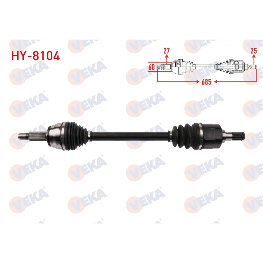 KOMPLE AKS SOL ON UZUNLUK 685mm HYUNDAI ELANTRA 1.6 CVVT 6 M-T 2016-2018/ KIA CEED 1.6 6 M-T 2018-