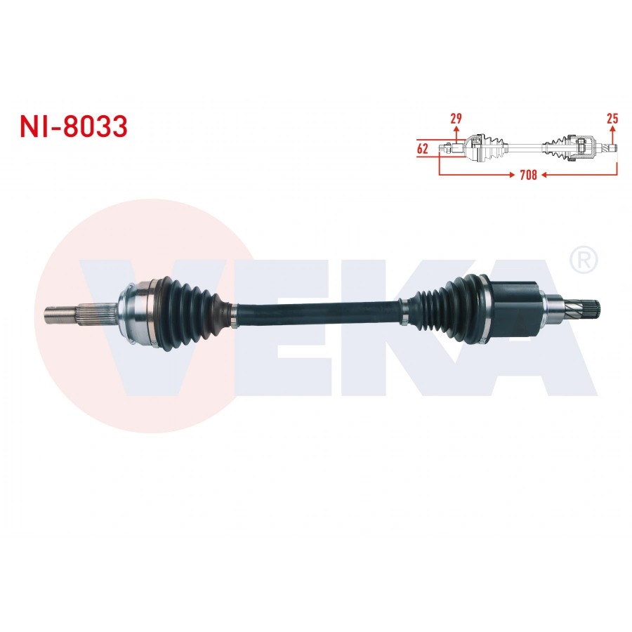 KOMPLE AKS SOL ON UZUNLUK 708mm NISSAN QASHQAI (J11) 1.2 DIG-T A-T 2014-