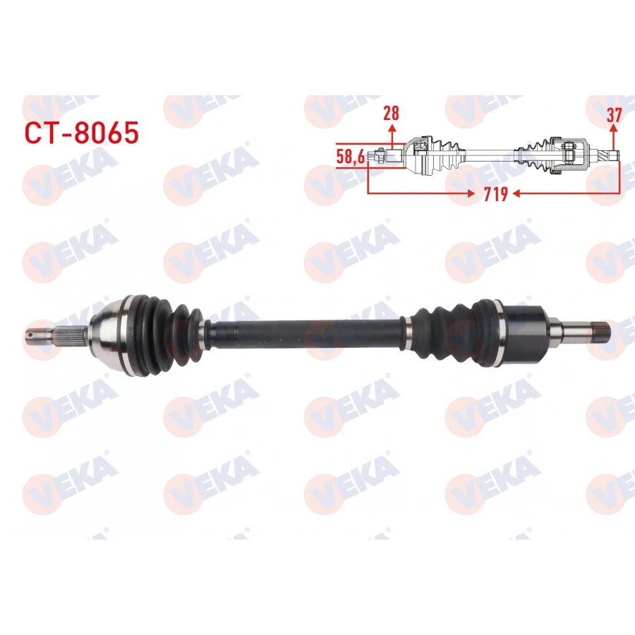KOMPLE AKS SOL ON UZUNLUK 719mm CITROEN JUMPY SPACETOURER 1.5 BlueHDI 2016- / PEUGEOT EXPERT 1.5-1.6 BlueHDI 2016- / TOYOTA PROACE 1.5 D 2021-