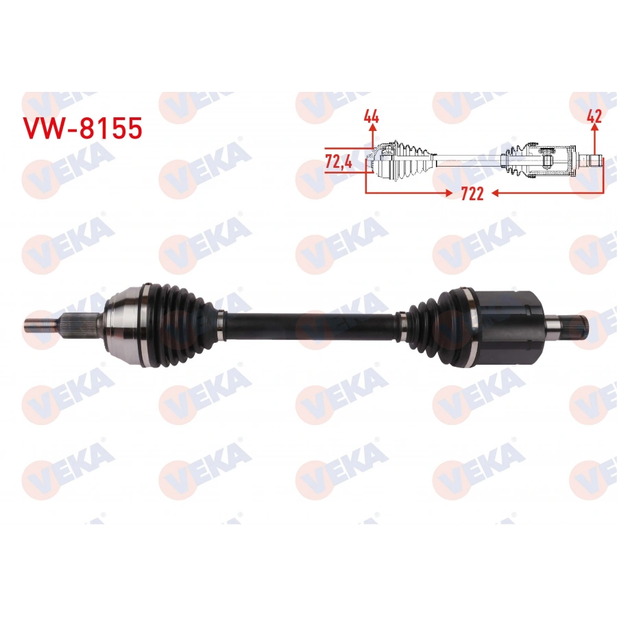 KOMPLE AKS SOL ON UZUNLUK 722mm VOLKSWAGEN CRAFTER 2.0 TDI A-T 2016- / MAN TGE 2.0 A-T 2016-