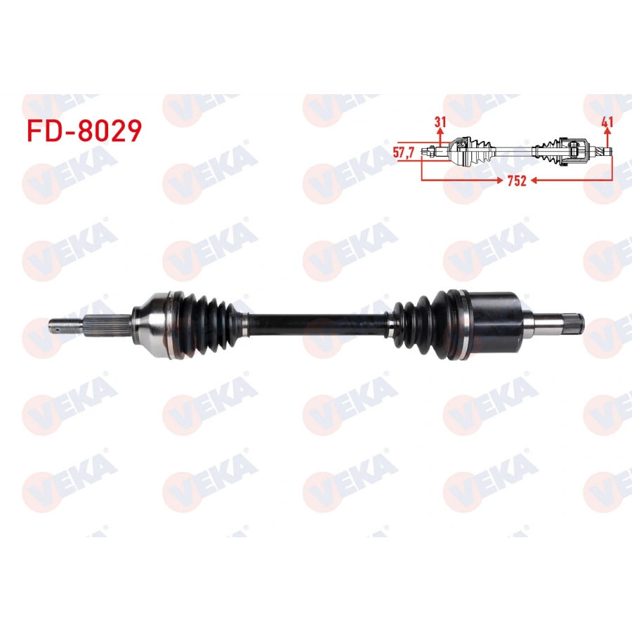 KOMPLE AKS SOL ON UZUNLUK 752mm FORD TOURNEO CUSTOM (V362) KISA SASE 2.2 TDCI 155 HP 2012-