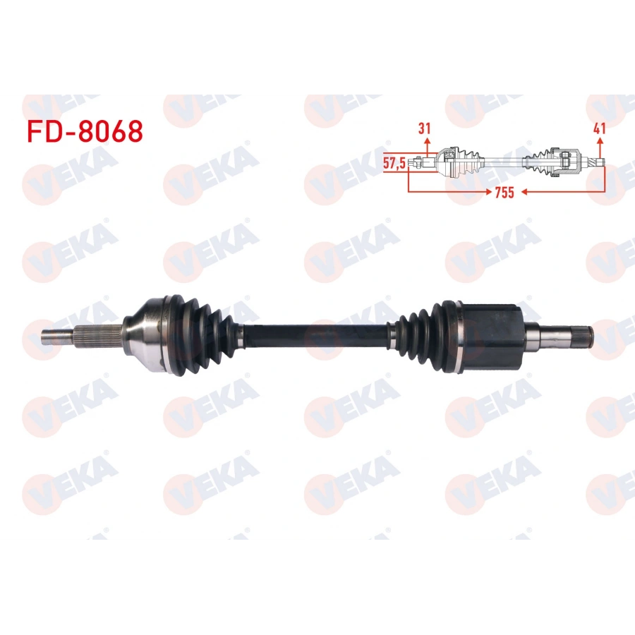KOMPLE AKS SOL ON UZUNLUK 755mm FORD TRANSIT CUSTOM (V362) UZUN SASE 2.2 TDCI - 2.0 TDCI 2012-