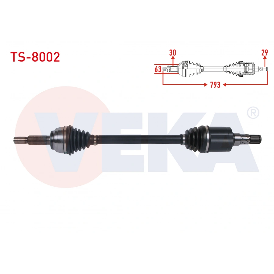 KOMPLE AKS SOL ON UZUNLUK 793mm TESLA MODEL X 2012-