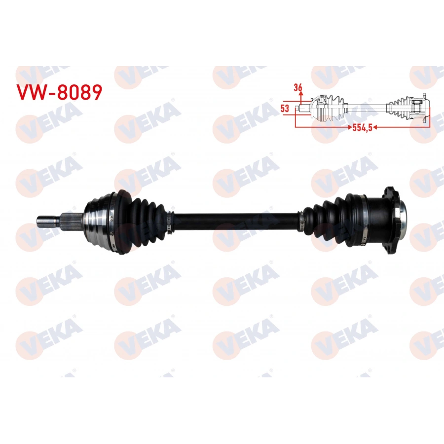 KOMPLE AKS SOL ON VOLKSWAGEN GOLF IV (1J1) 1.6i A-T UZUNLUK 554,5mm 1997-2005