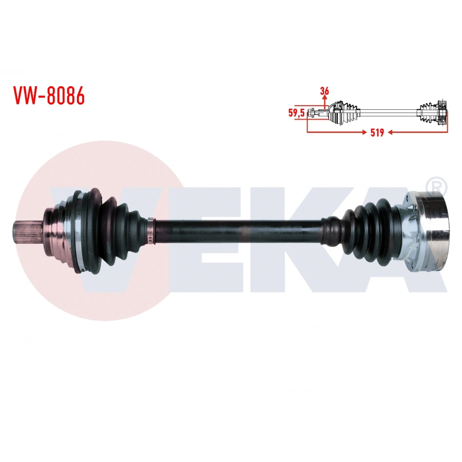 KOMPLE AKS SOL ON VOLKSWAGEN GOLF VI (5K1) 1.6 TDI 5 ILERI M-T UZUNLUK 519mm 2008-2013