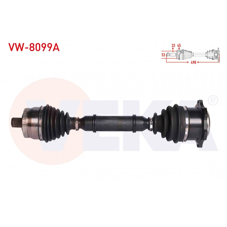 KOMPLE AKS SOL ON VOLKSWAGEN PASSAT (3B2) 1.9 TDI ABSLI 45 DIS UZUNLUK 498 mm 1996-2000
