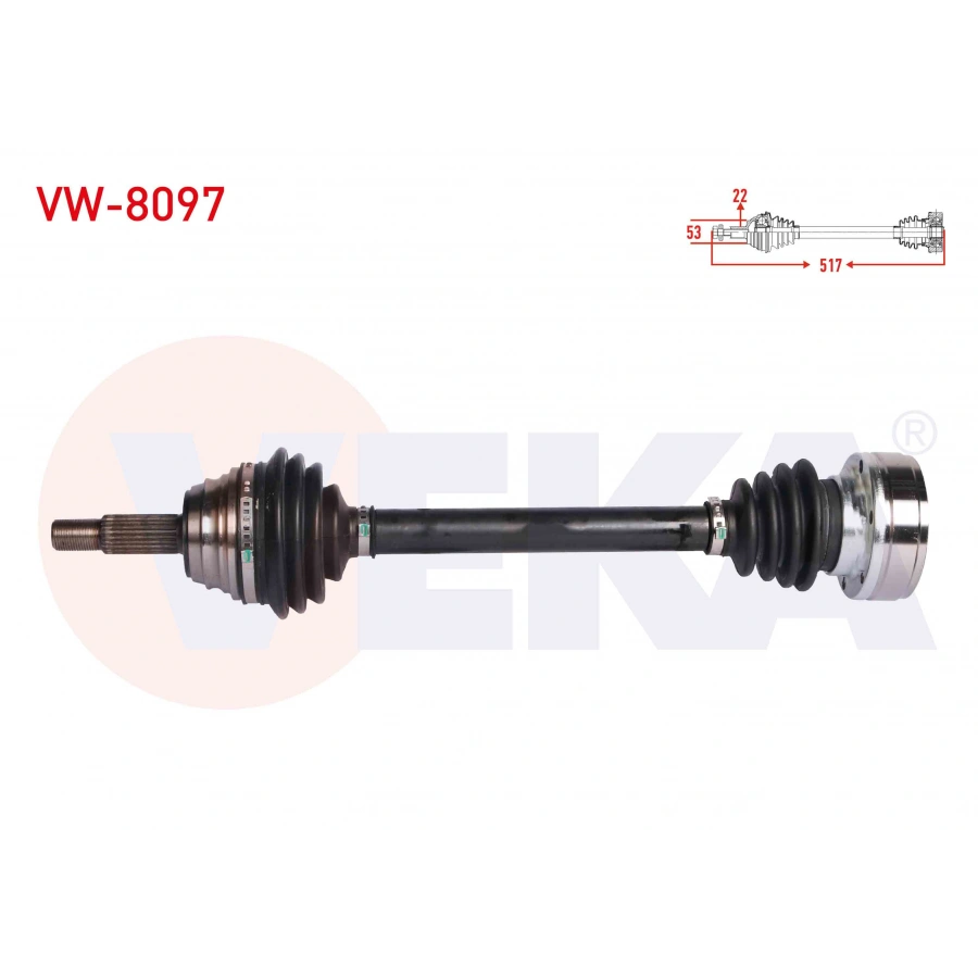 KOMPLE AKS SOL ON VOLKSWAGEN POLO (6N1) 1.6 UZUNLUK 517 mm 1994-1999
