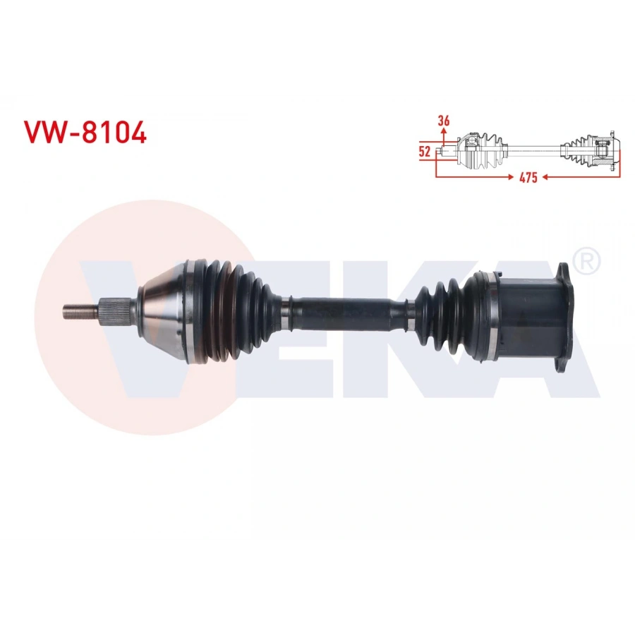 KOMPLE AKS SOL ON VOLKSWAGEN POLO (6R) 1.0 TSI A-T UZUNLUK 475 mm 2009-