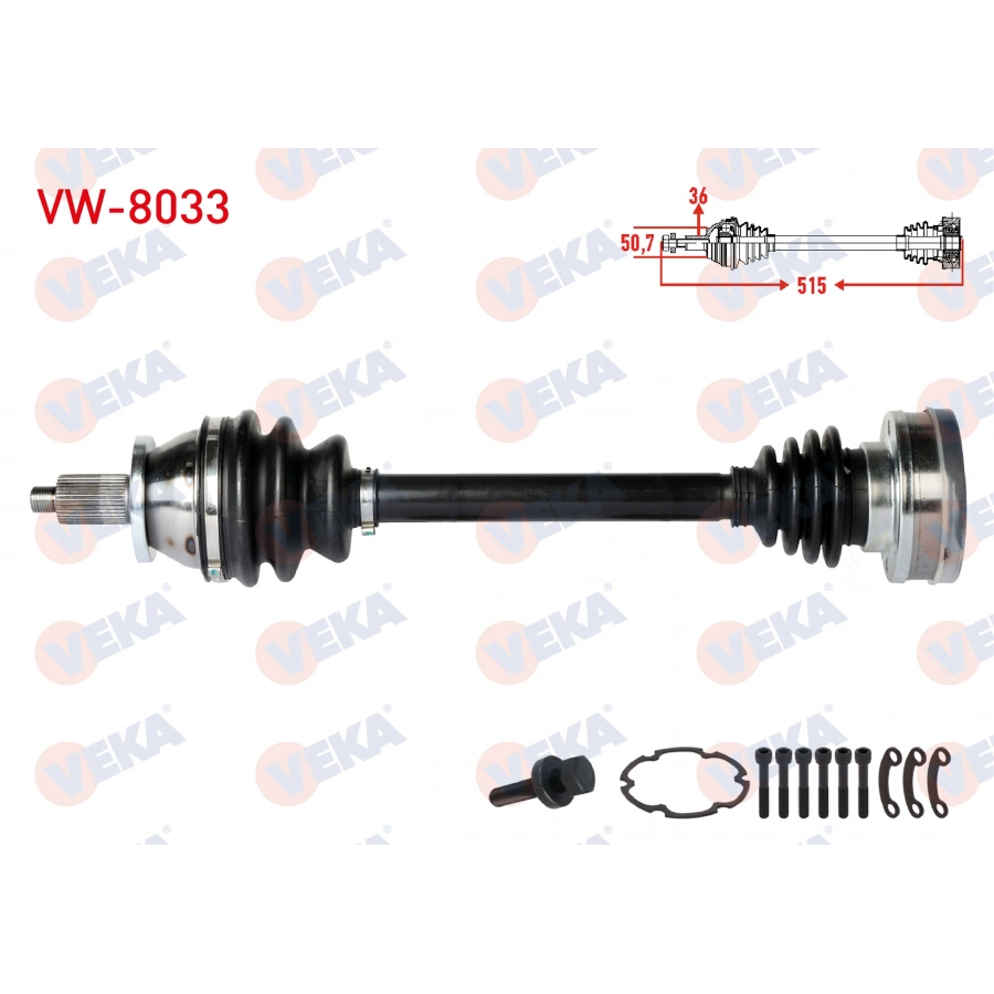 KOMPLE AKS SOL ON VOLKSWAGEN POLO (6R,6C) 1.4 M-T UZUNLUK 515mm 2009-