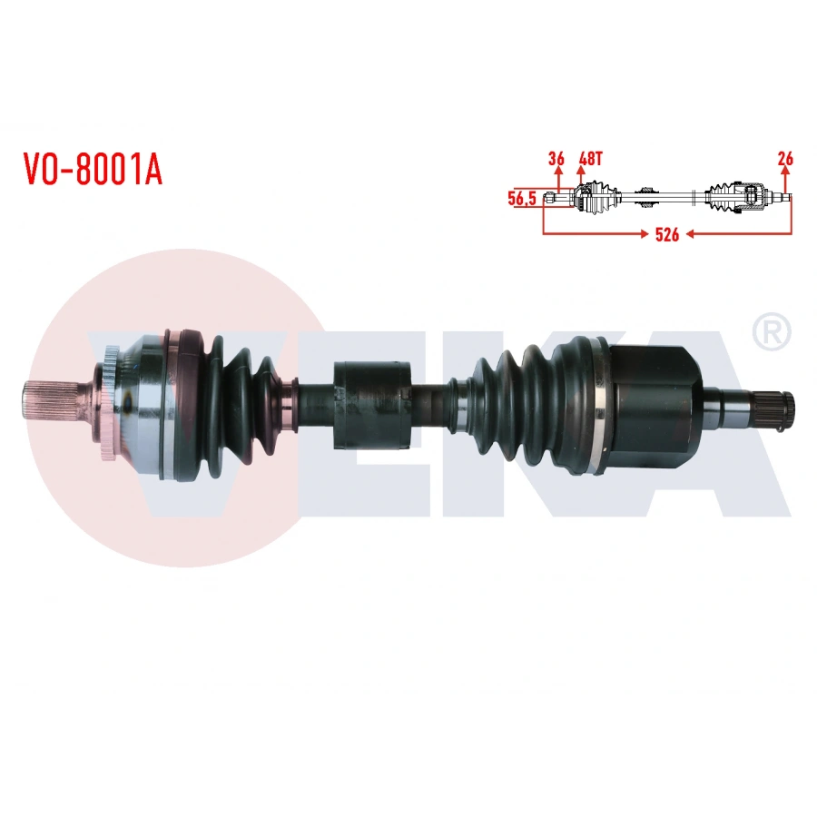 KOMPLE AKS SOL ON VOLVO S60 2.0 T A-T ABSLI 48 DIS UZUNLUK 526 mm 2000-2010