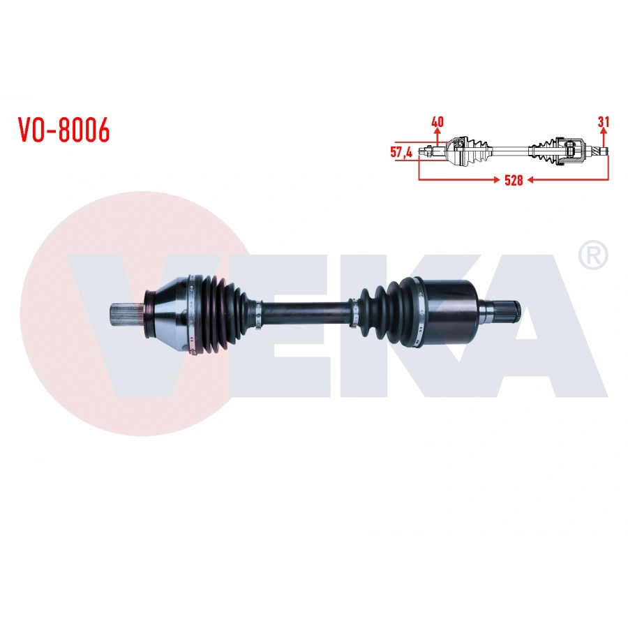 KOMPLE AKS SOL ON VOLVO S60 II 2.0 D3 A-T UZUNLUK 528 2010-