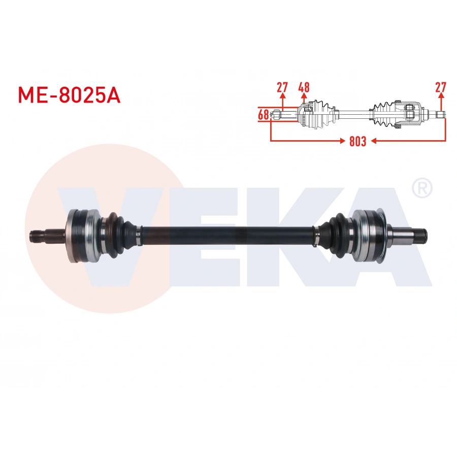 KOMPLE AKS SOL-SAG ARKA ABSLI 48 DIS UZUNLUK 731mm MERCEDES C SERISI (W203) C 180 - C 200 CDI 2000-2006