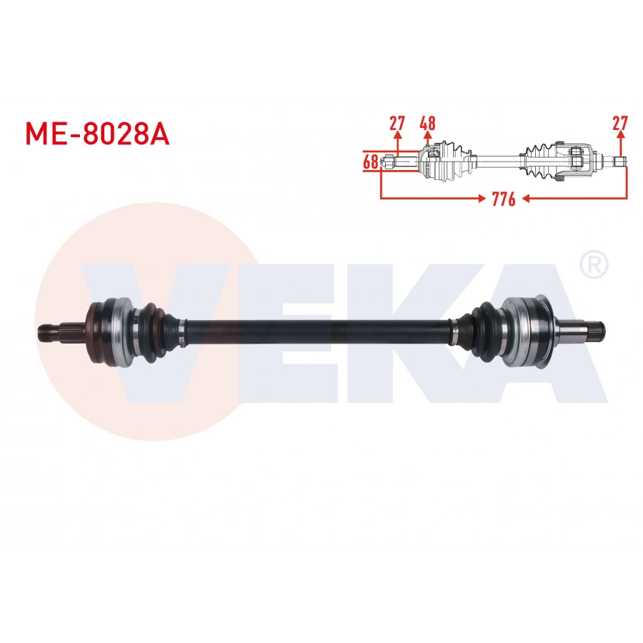 KOMPLE AKS SOL-SAG ARKA ABSLI 48 DIS UZUNLUK 776mm MERCEDES C SERISI (W204) C 180 - C 200 CDI - C 250 CDI - C 320 CDI A-T 2007-2014