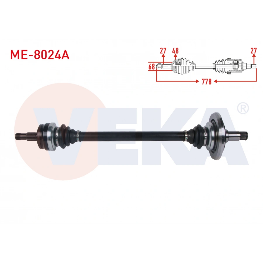 KOMPLE AKS SOL-SAG ARKA ABSLI 48 DIS UZUNLUK 778mm MERCEDES E SERISI (W211) E200 - E240 A-T 2002-2008