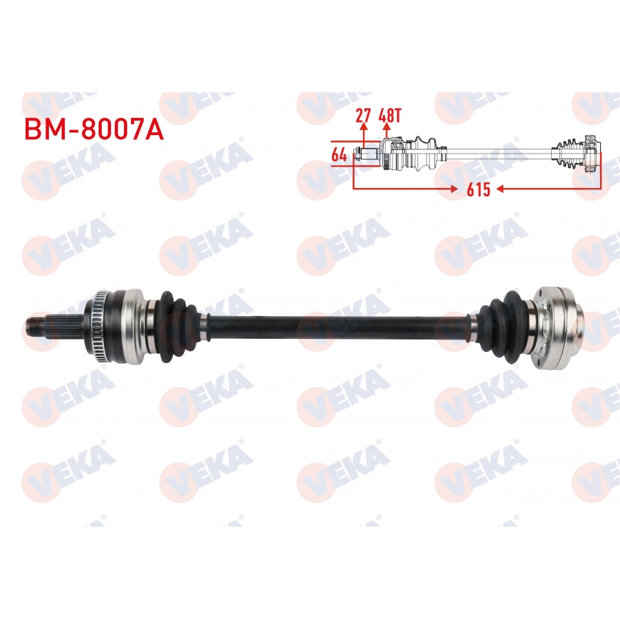 KOMPLE AKS SOL-SAG ARKA BMW 3 SERISI (E36) 3.16 i ABSLI 48 DIS UZUNLUK 615mm 1991-1998