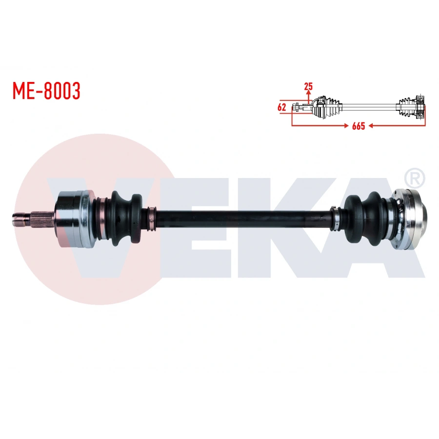 KOMPLE AKS SOL-SAG ARKA MERCEDES E SERISI (W124) E 200 D UZUNLUK 665mm 1993-1995