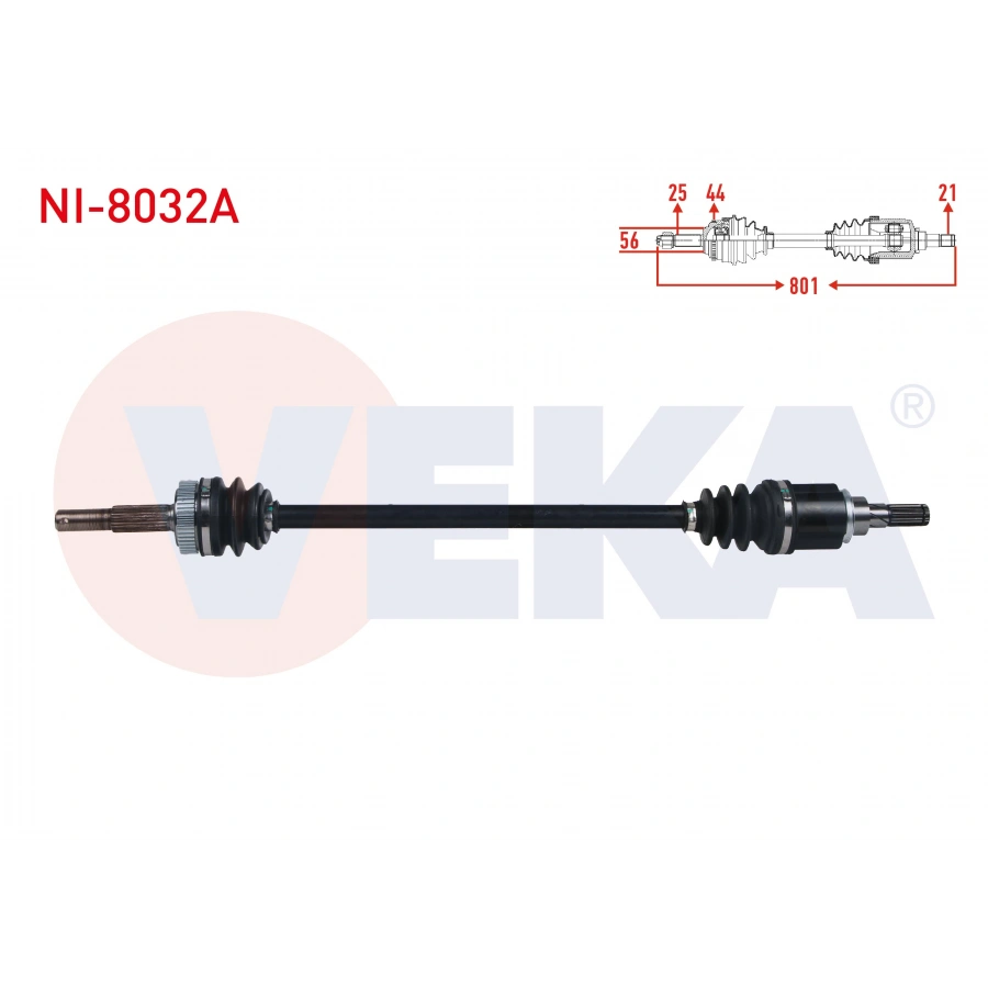 KOMPLE AKS SOL-SAG ARKA NISSAN QASHQAI (J11) 1.6 DCI 4X4 ABSLI 44 DIS UZUNLUK 801 mm 2014-/ NISSAN X-TRAIL (T31) 2.0 DCI 4X4 2007-2013 / NISSAN X-TRAIL (T31) 2.0i 4X4 2007-2013