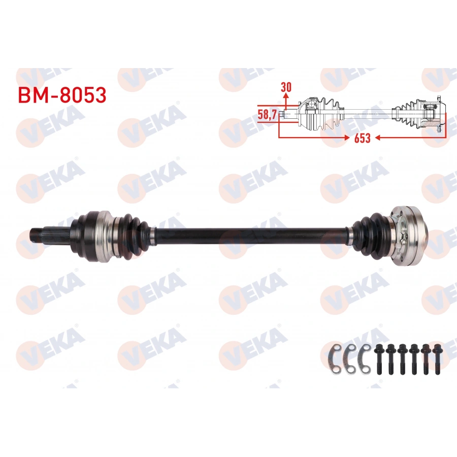 KOMPLE AKS SOL-SAG ARKA UZUNLUK 653mm 5 SERISI (E60) 520d - 525d - 525i A-T/M-T 2005-2009 / 3 SERISI (E90) 335i - 335xi A-T/M-T 2006-2011/ 6 SERISI (E63) 630i 2004-2010