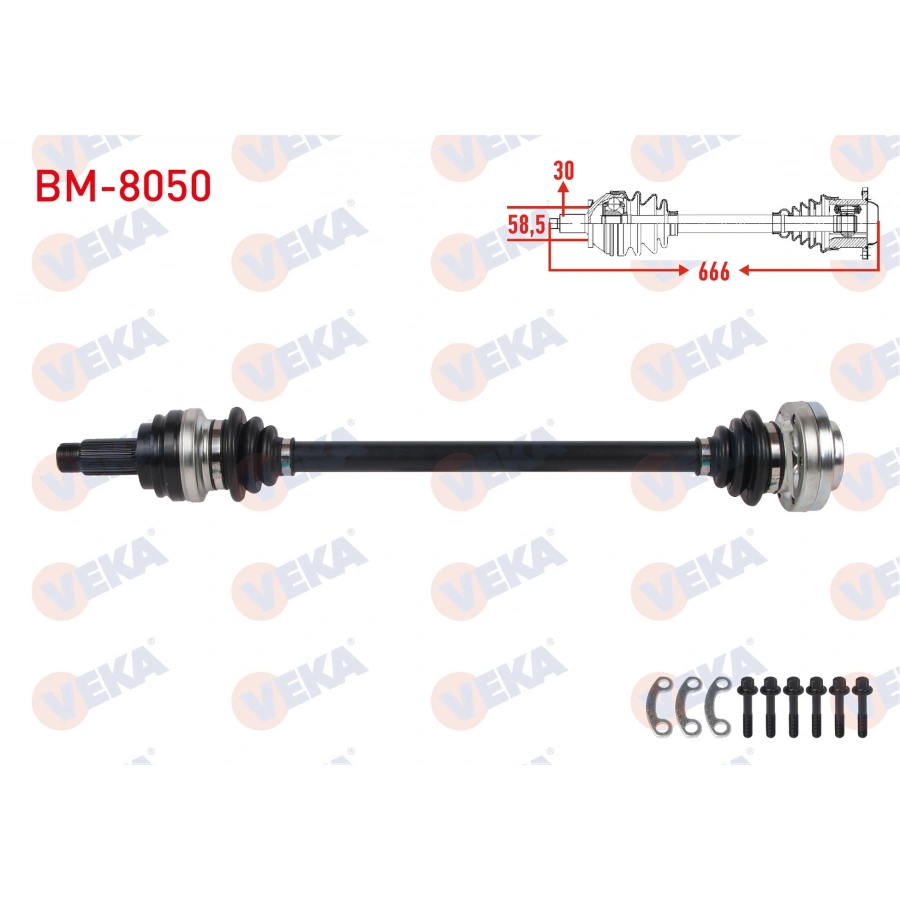 KOMPLE AKS SOL-SAG ARKA UZUNLUK 666mm BMW 5 SERISI (E60) 520i A-T 2003-2010