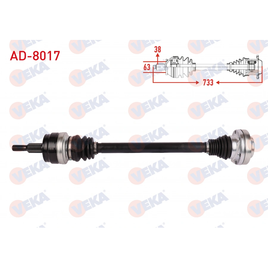 KOMPLE AKS SOL-SAG ARKA UZUNLUK 733mm VOLKSWAGEN TOUAREG 2.5 R5 TDI A-T/M/T 2003-2010